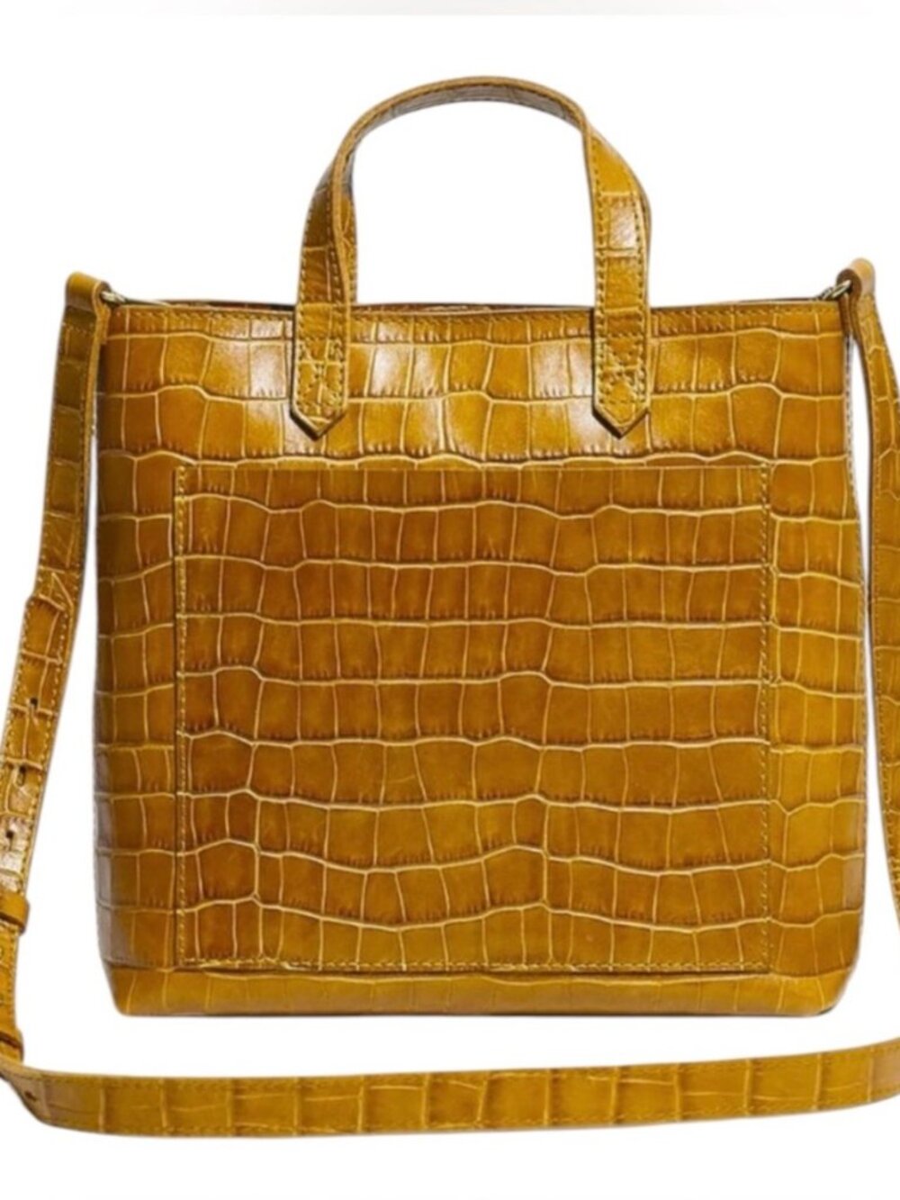 Madewell Transport Zip Top Croc Embossed Leather Crossbody Tote